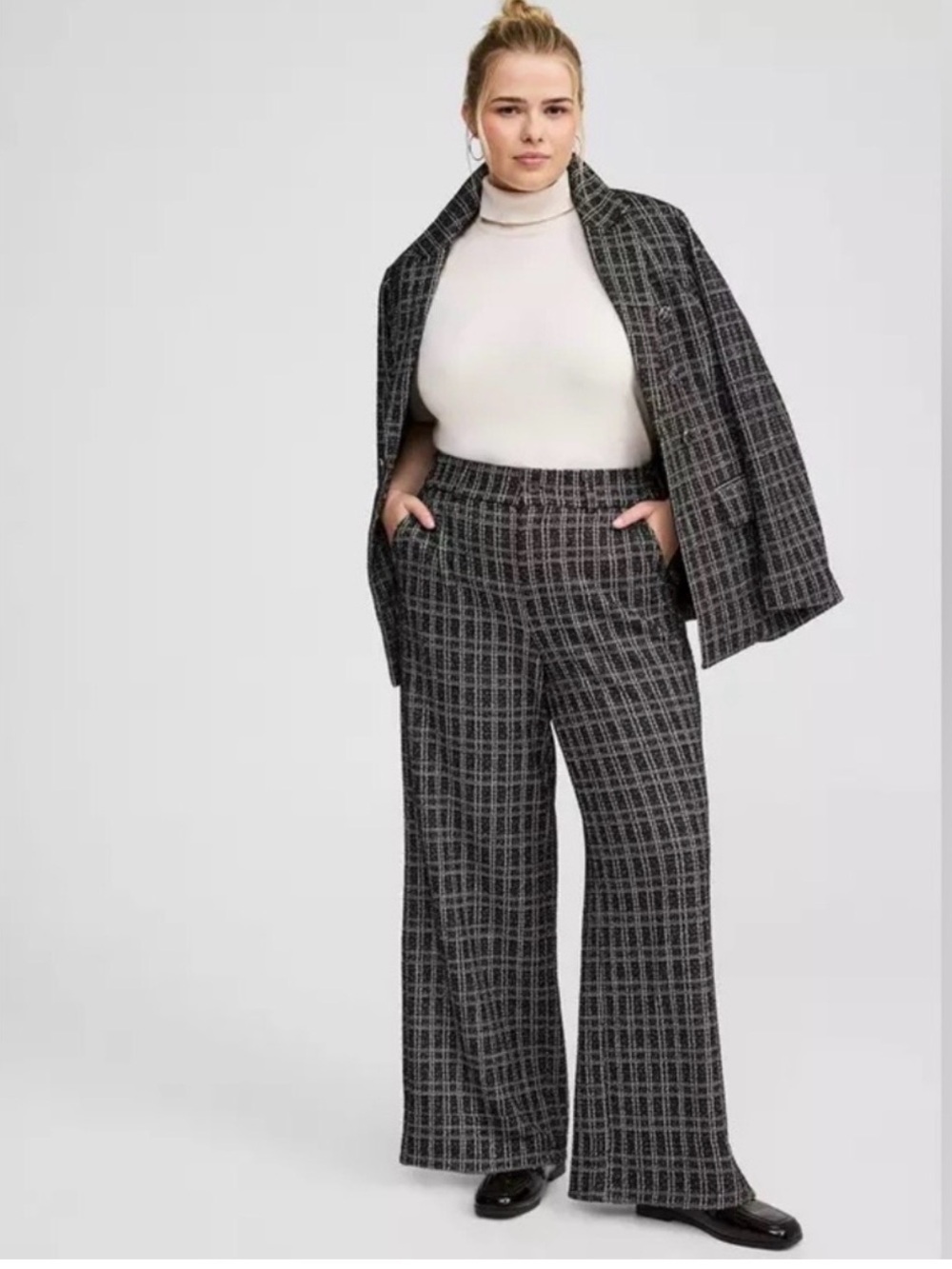 Torrid Plaid Wide-Leg Trousers with Elastic Waist
